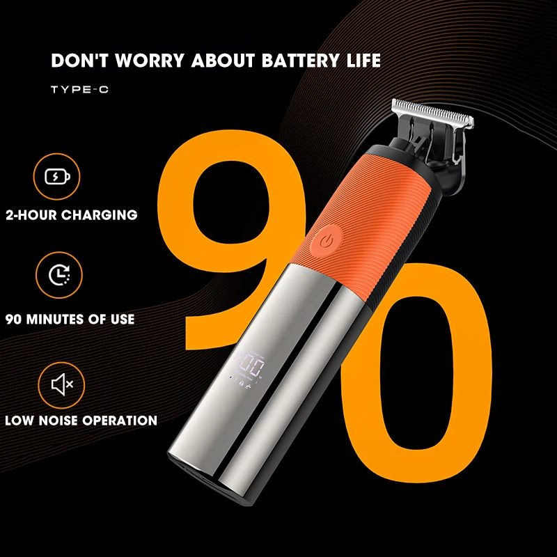 Resuxi LK-1928 T-blade Trimmer for Men Professional USB-C Charging Small Powerful LCD Hair Trimmer with IPX6 Electric English