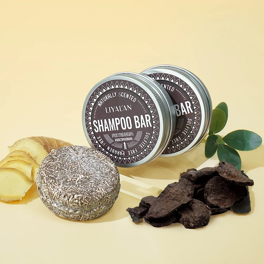Factory Wholesale Hair Growth Natural Vegan Shampoo Bar Hair Darkening Black Polygonum Soap