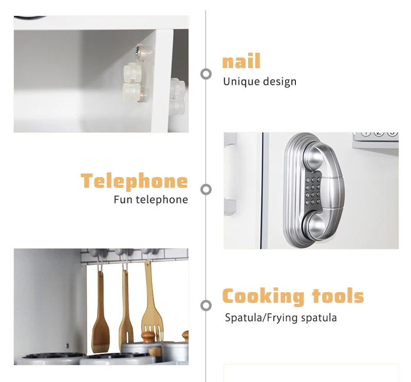 Hot sale pretend play toys kitchen living room solid wood kitchen refrigerator toy