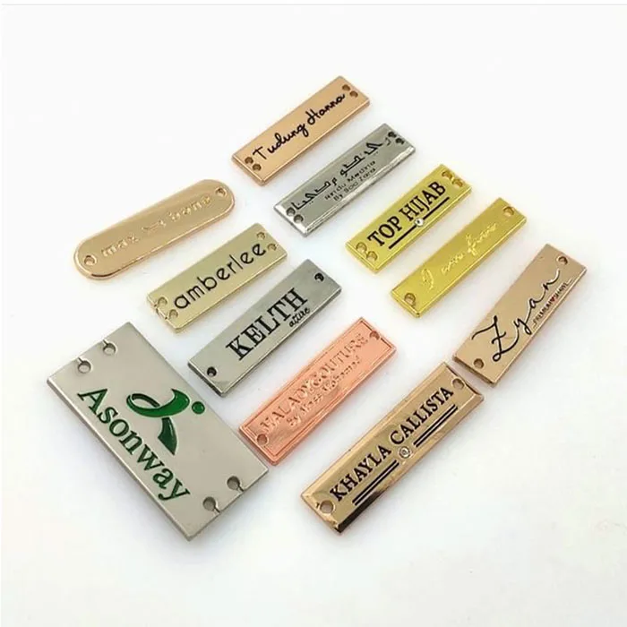 Bag Accessories Custom Handbag Hardware Engraved Metal Brand Logo Plate Tags,High Quality Custom Metal Logo Labels