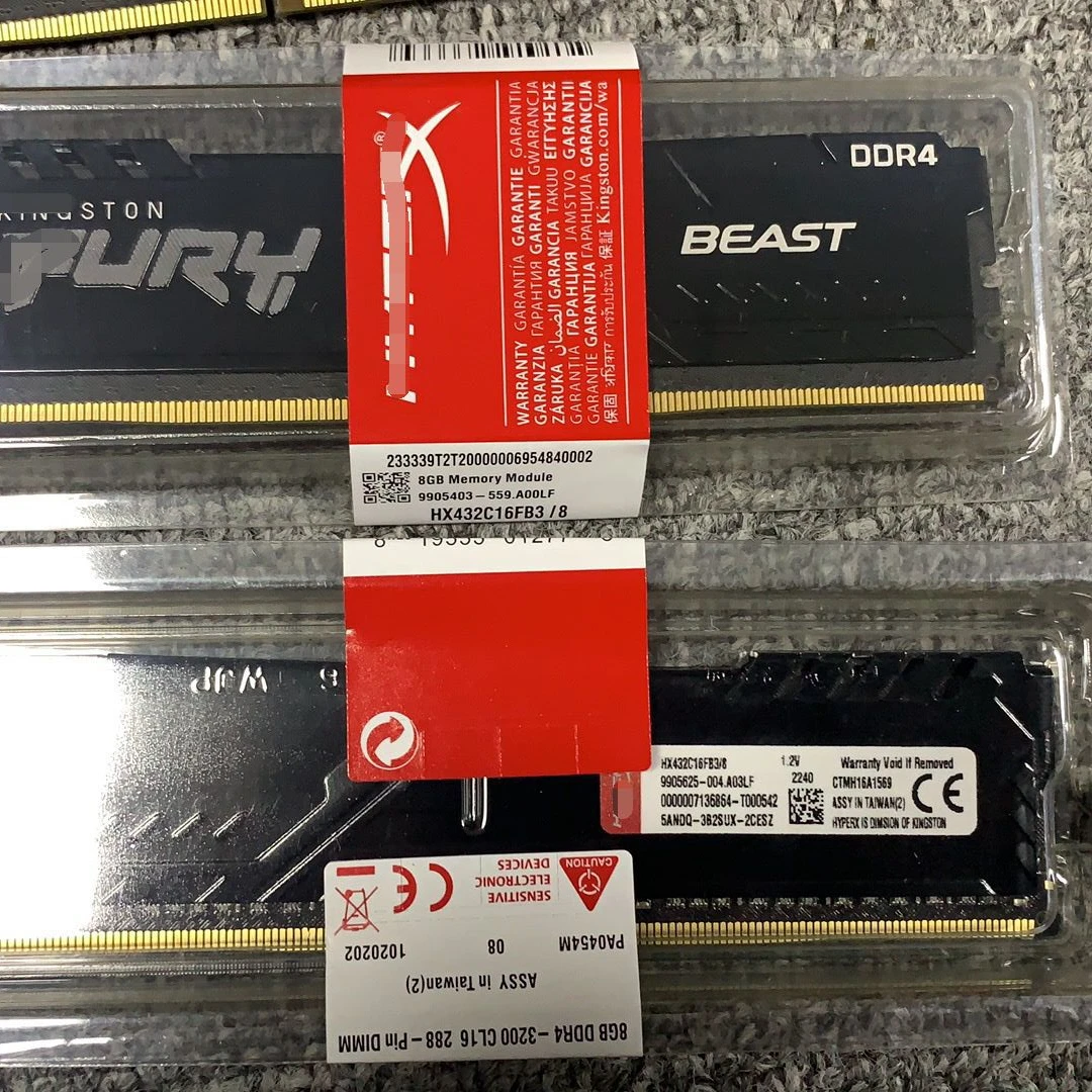 8GB DDR4 3200MHz RAM with fury heatsink full compatible