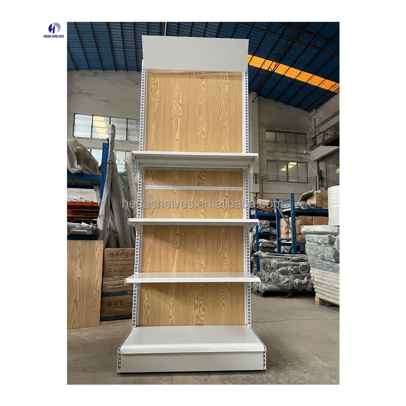 Hot Selling American Style Beauty Supply Store Products Wholesale Slatwall Gondola Wooden Retail Shelving