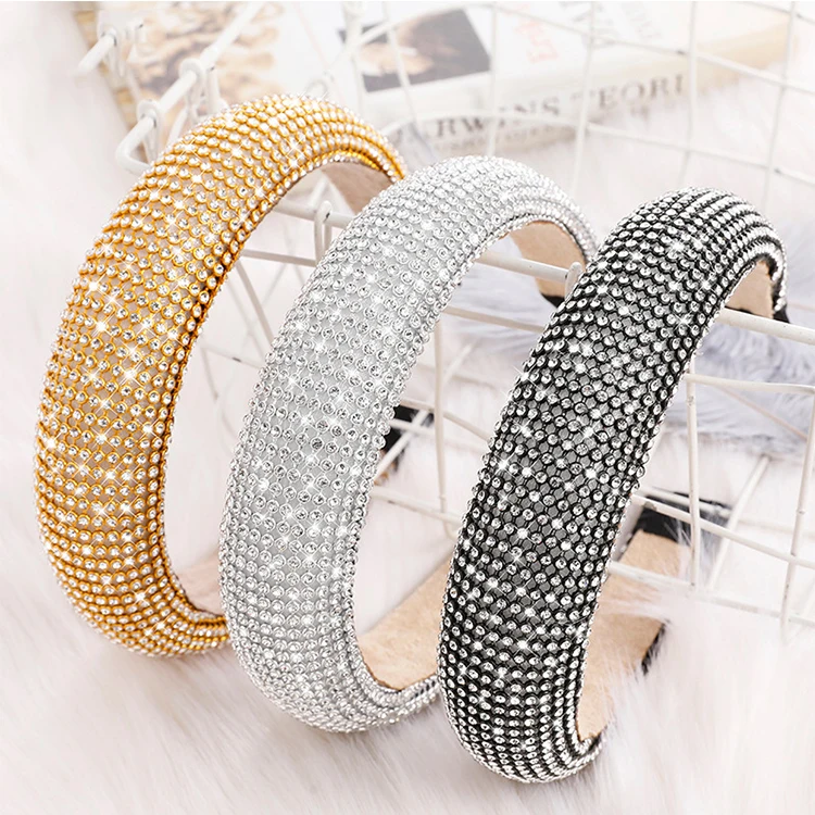 
Baroque Full Diamond Luxury Party Bling Rhinestone Headbands Women Hair Accessories Fashion Crystal Diamond Headband 