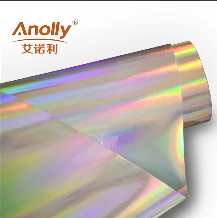 Anolly high premium laser color cutting vinyl holographic die cut vinyl logo sticker for cutter machine