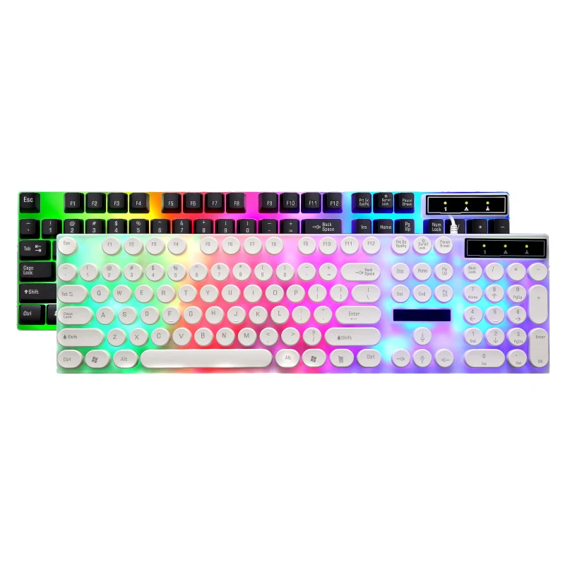 New design USB Wired Mini Membrane Keyboard RGB 104-key gaming mechanical  Keyboard ABS Laptop Office Black
