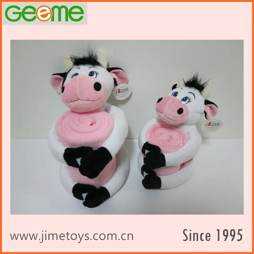 JM8364-1 Children Blanket with  Cute Soft Toy Cow