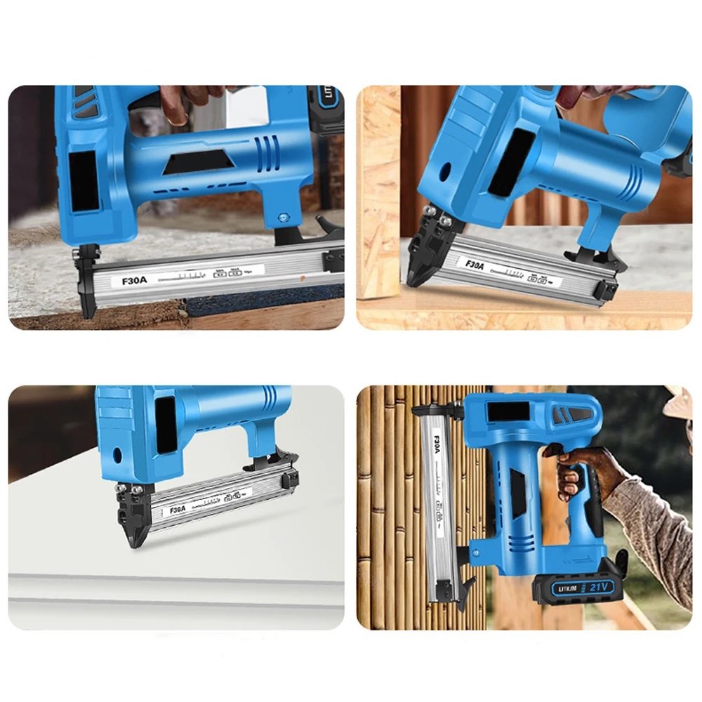 High quality factory wholesale 21V battery powered wireless electric nail gun for wood working DIY power tool cordless nail gun
