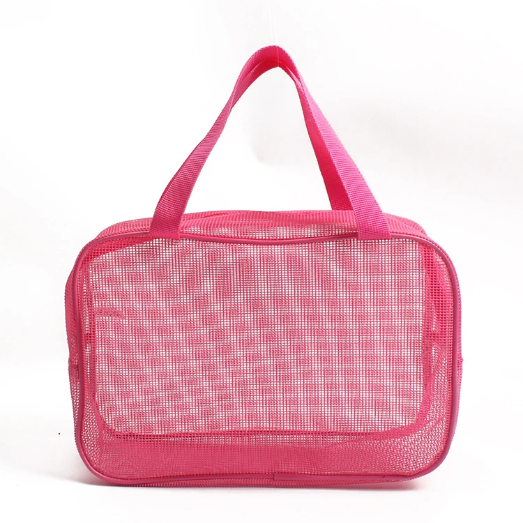 Cosmetic Organizer Bag Mesh Beach Tote Bag for Swim Pool Shower Caddy with Handles