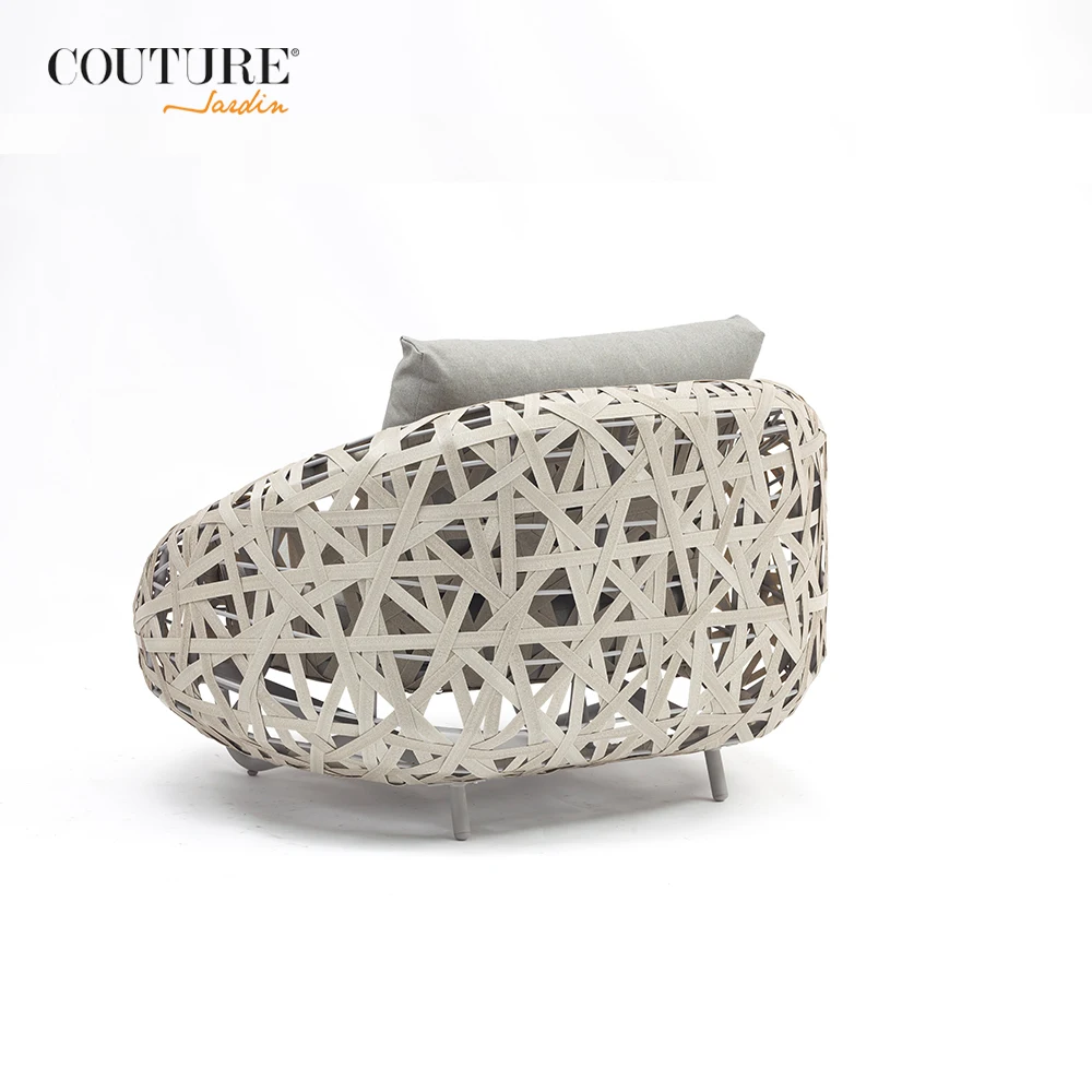 Couture Luxury Hotel Design Garden Rattan Outdoor Furniture Alum Wicker Single Rattan Sofa Set