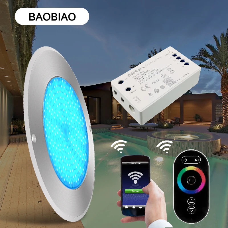 IP68 7.5mm 12V LED Par56 Resin Piscina Pool Fountain Underwater Lighting Light Slim RGB 12V Stainless Steel 316 Swimming Pool