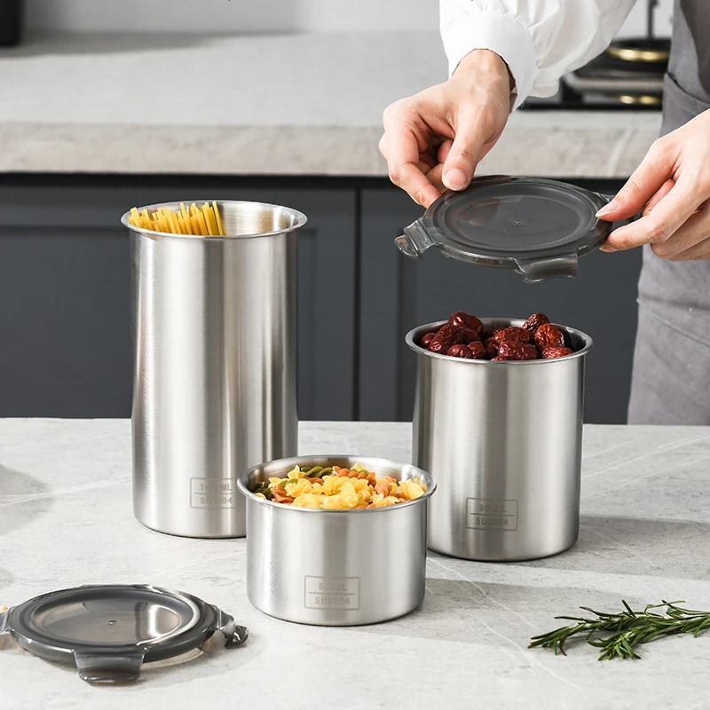Stainless Steel Sealed Tank Food Grade Coffee Storage Canister Kitchen Cereals Miscellaneous Grains Coffee Bean Tea Can