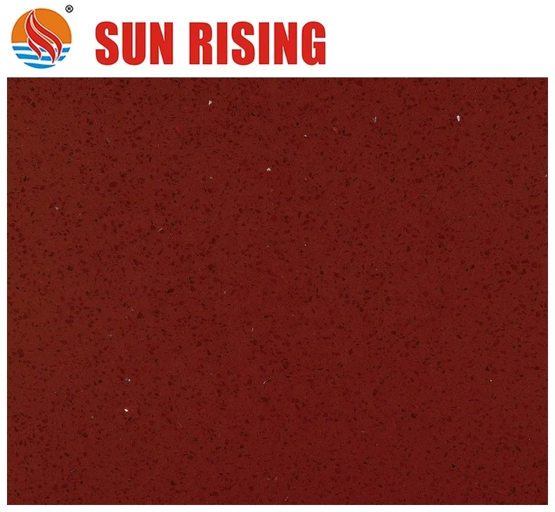 Modern Kitchen with Artificial Red Crystal Quartz Stone Countertop