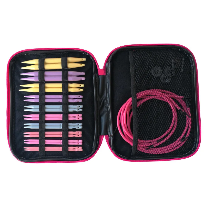 Interchangeable Circular Crochet Hooks With PU Bag Removable Knitting Needles Set Weaving Yarn Knitting Craft Sewing Tools