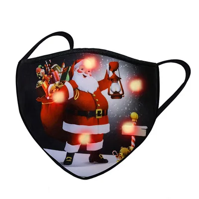 christmas gifts 2021 New Santa Claus Elk Logo Holiday party cartoon print LED light mask