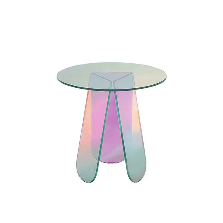 Cheap Factory Sale Modern Clear Acrylic Coffee Table Home Furniture Living Room Colorful Round Rainbow Side Table