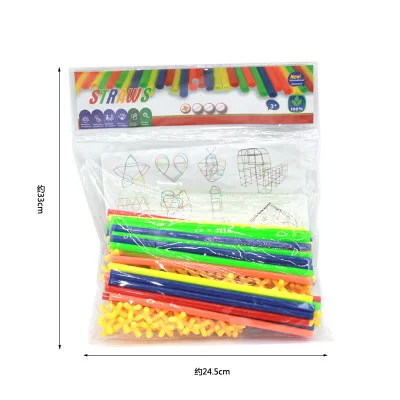 Children 4D Straw Building Blocks Stitching Inserted Construction Assembling Toys DIY Toys For Christmas Gifts