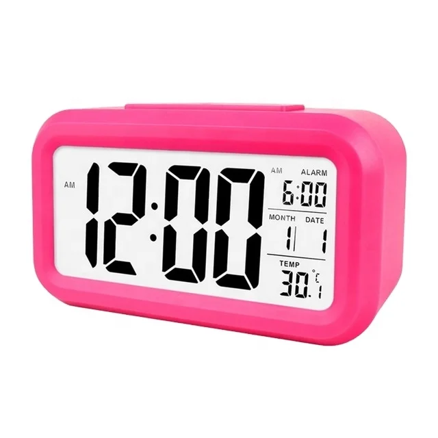 
Rectangle Snooze LCD Display Digital Table Alarm Clock For Student 