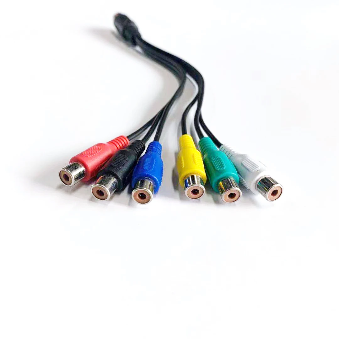 28 см 8 Pin типа «папа» Din штекер до 6 RCA аудио кабель RGB композитный видео кабель