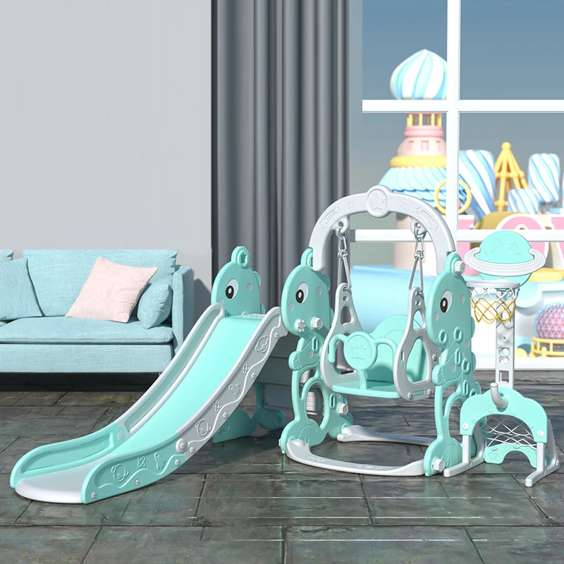 Hot Sale Playground 3 In 1 Combine With Swing And Basketball Plastic Baby Slide For Baby