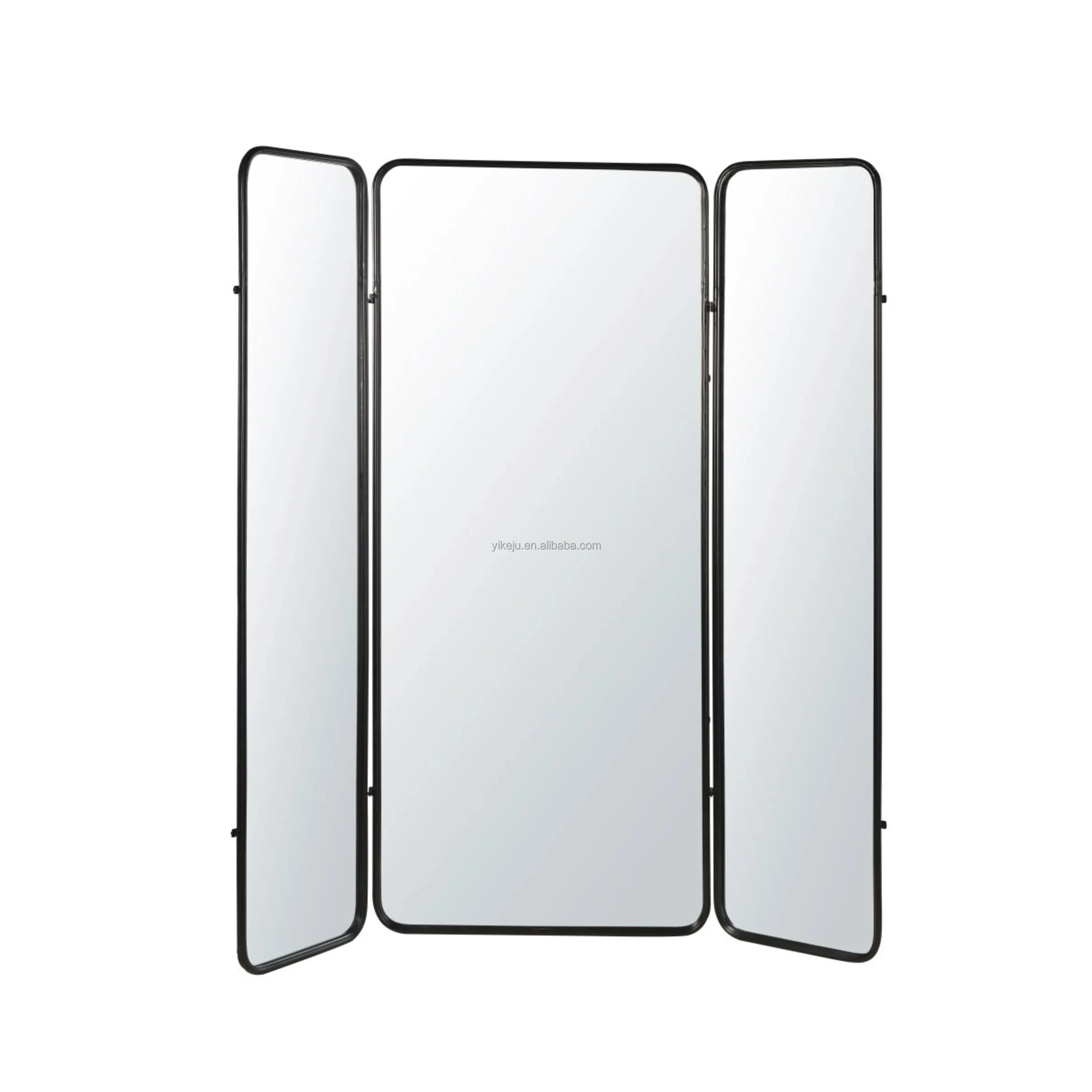Yiju metal black standing mirror living room furniture Modern style full body mirrors folding screen mirror OEM