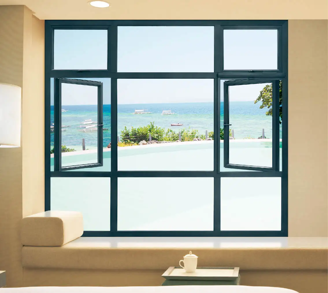 LVDUN hurricane bullet proof aluminum tempered glass fixed casement system window