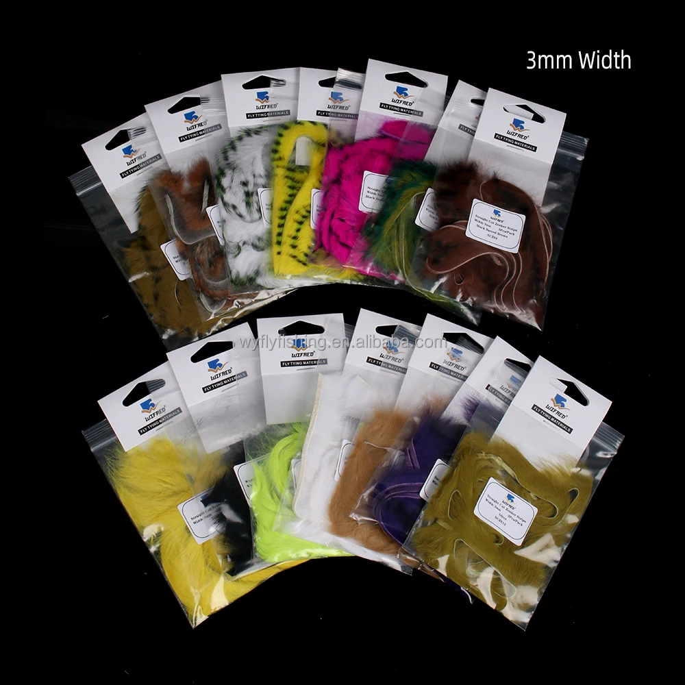 3strips/pack rabbit zonker strip 3mm straight cut rabbit fur narrow zonker pelt trout fishing streamer lure fly tying materials
