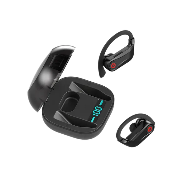 2020 trend custom logo headphones wireless noise cancelling earbuds digital display earhook  sports tws earphone headphone