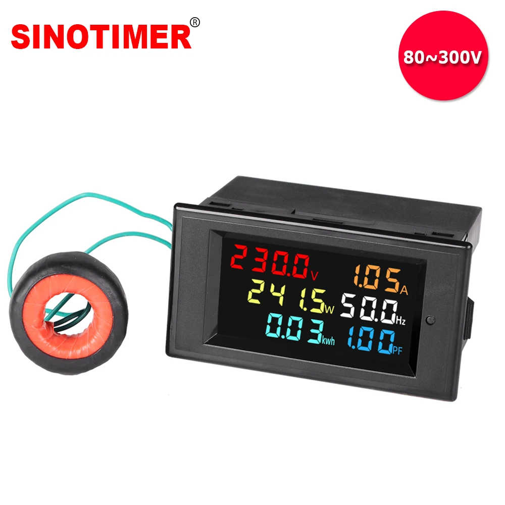 LCD Digital Panel Wattmeter Energy Power Meter Voltage Voltmeter Current Ammeter Frequency Indicator AC 110V 220V 380V 100A
