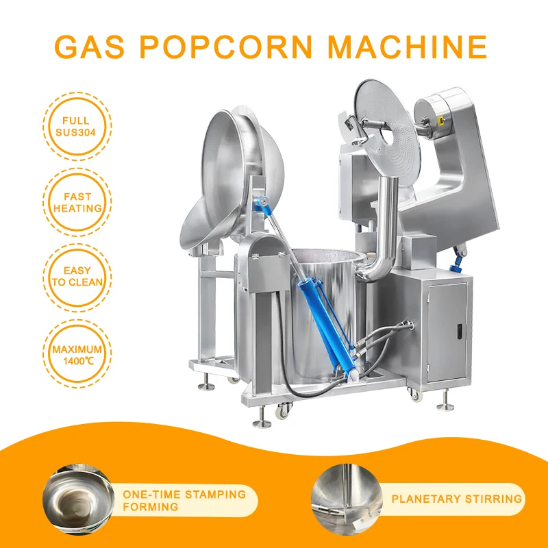Industrial Butterfly Shape Caramel Popcorn Making Machine Automatic Stirring Gas Popcorn Machine