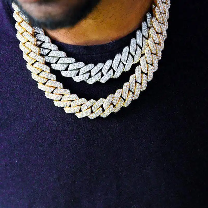 Wholesale Luxury Fashion 18k Gold Jewelry Plated Diamond Iced Out Miami Cuban Link Chain For Men Women Necklace Jewelry