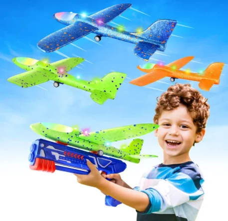 Electric Foam Airplane Toy Catapult Plane Toys For Kids Outdoor Sport Flying Toys