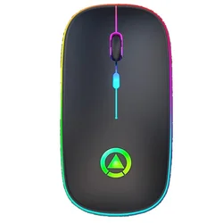 Newest Ultra-Thin Mini A2 Wireless Mouse Silent Mute Rechargeable LED Colorful Lights Computer Mouse
