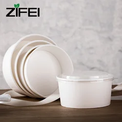 Одноразовая Салатница из крафт-бумаги с крышкой из ПП, Салатница из крафт-бумаги