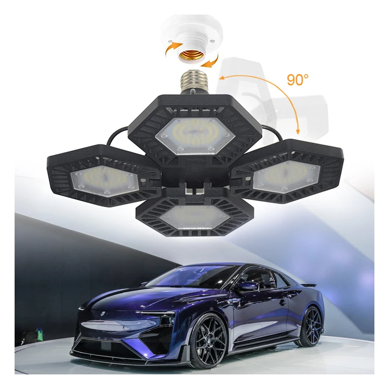 Factory Warehouse Workshop 60W Led High Bay Ceiling Lighting Deformable Lamp Folding Lights LED Garage Light For Drop Shipping