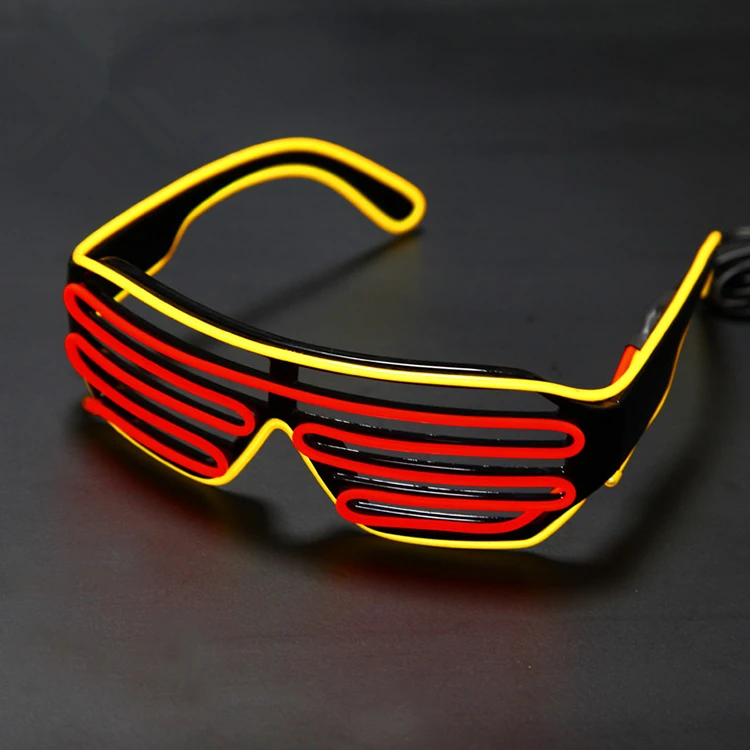 2022 Kids Halloween Christmas Party Favors Supplies Led Light up Toys EL Glowing Shutter Glasses