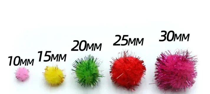 Pet Plush Ball DIY Glitter Pompoms Multicolor Pom Pom Balls Pet Cat Toy