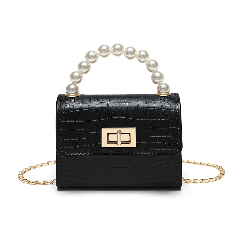 Ladies Crocodile Jelly Crossbody Bag Fashionable Portable Single Strap Handbag Zero Wallet Pearl for Children Cross-Border Style