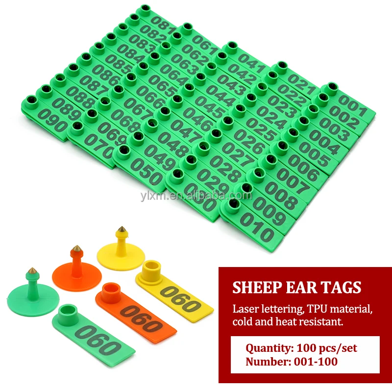 Livestock Animal Identification Laser Printing PE Plastic Ear Tag Colorful Sheep Goat Tracking Mark With Number