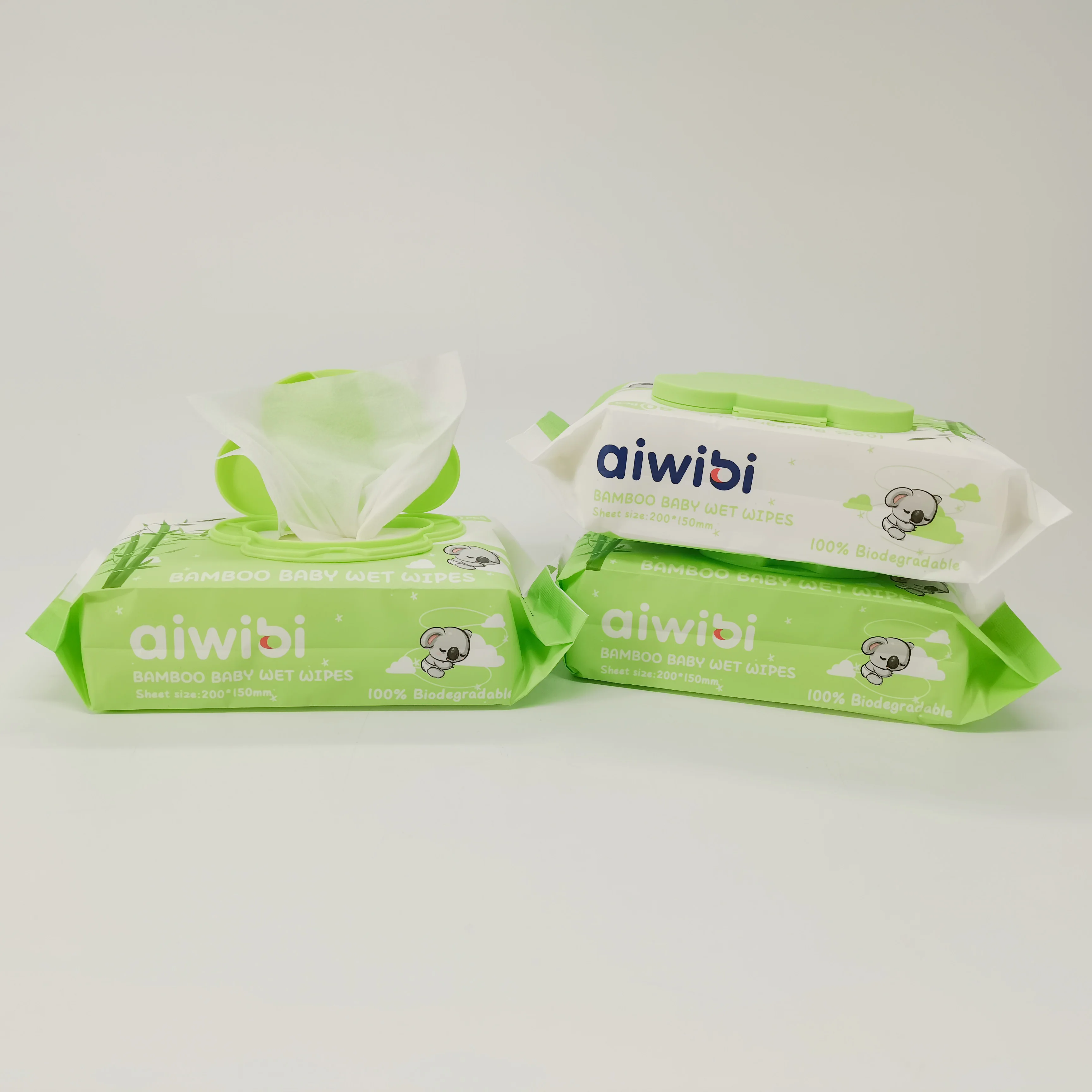Aiwibi soft bamboo fiber fabric baby wipes delicate biodegradable organic clean and environmentally friendly baby wet wipes