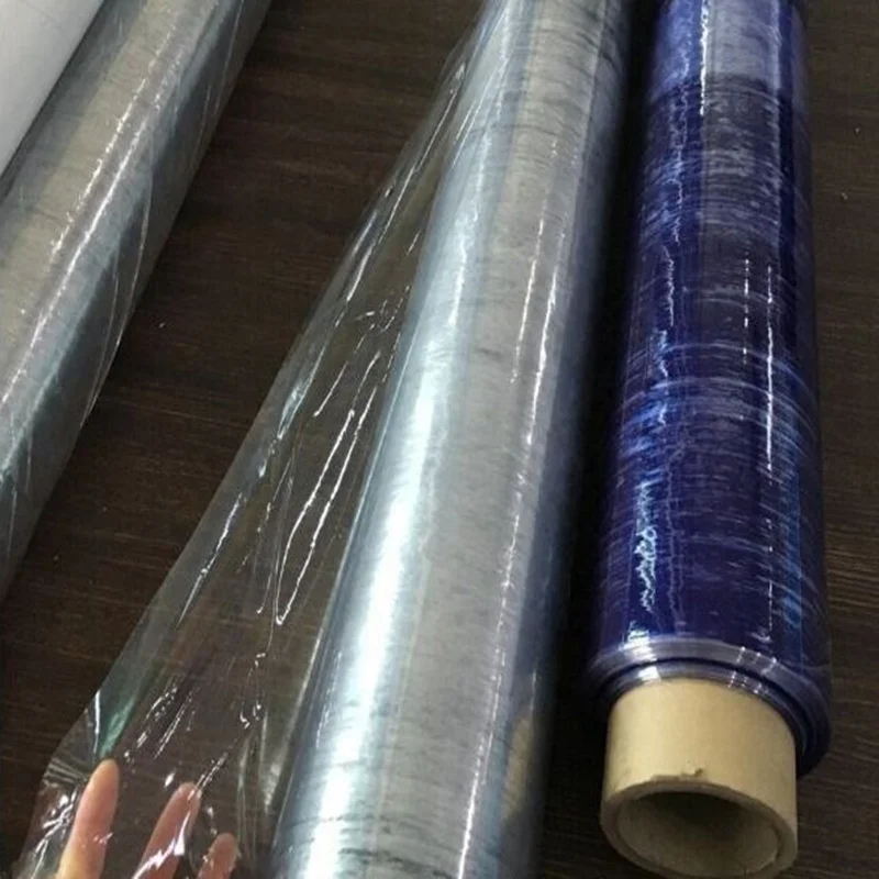 Manufacture Good Quality No Sticky Soft PVC Film Blue Transparent Printed Packing Film For Mattress