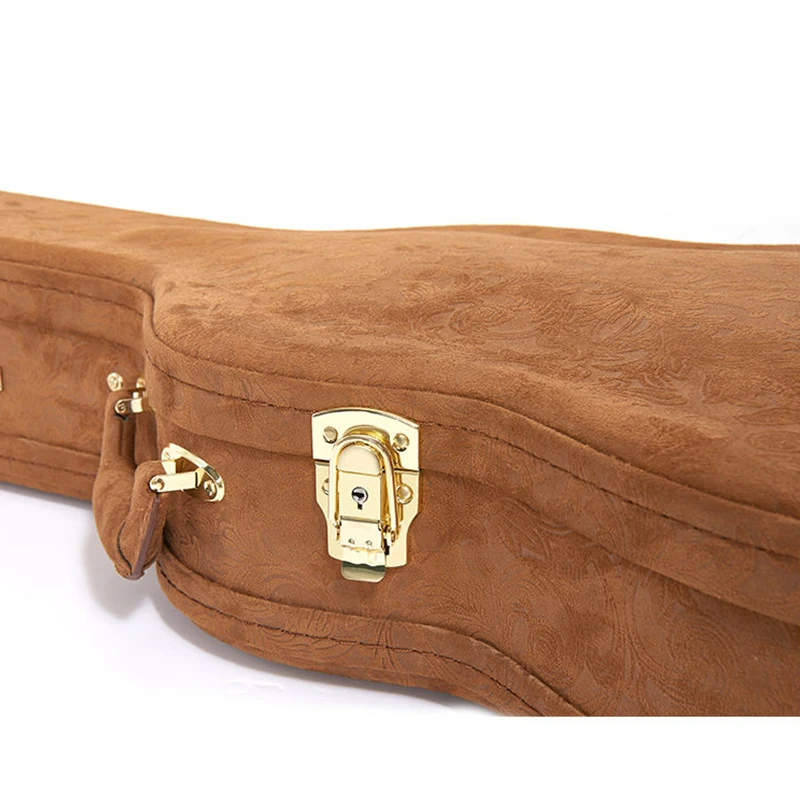 Hot Selling Leather Wooden Waterproof Shockproof Guitar Case Leather Handle Straight Professional Hard Case