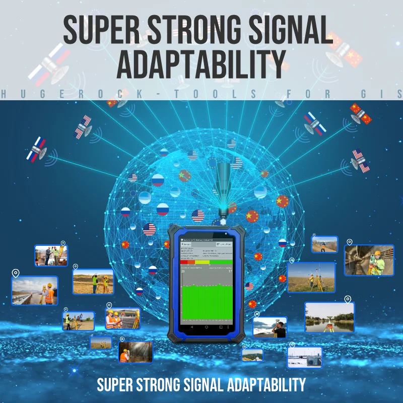 HUGEROCK G71F 16gb 64gb Android 2200 nit 10000mAh Software Rtk Gnss Vrtk obd gps 7 Inch Industrial  Pc  rugged tablet