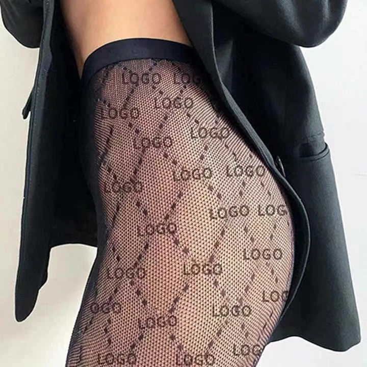 Customize Brand Logo gg  Fishnet Luxury Stockings Lady Letter Printed Mesh ff Tights Black Hollow Pantyhose Body Stocking