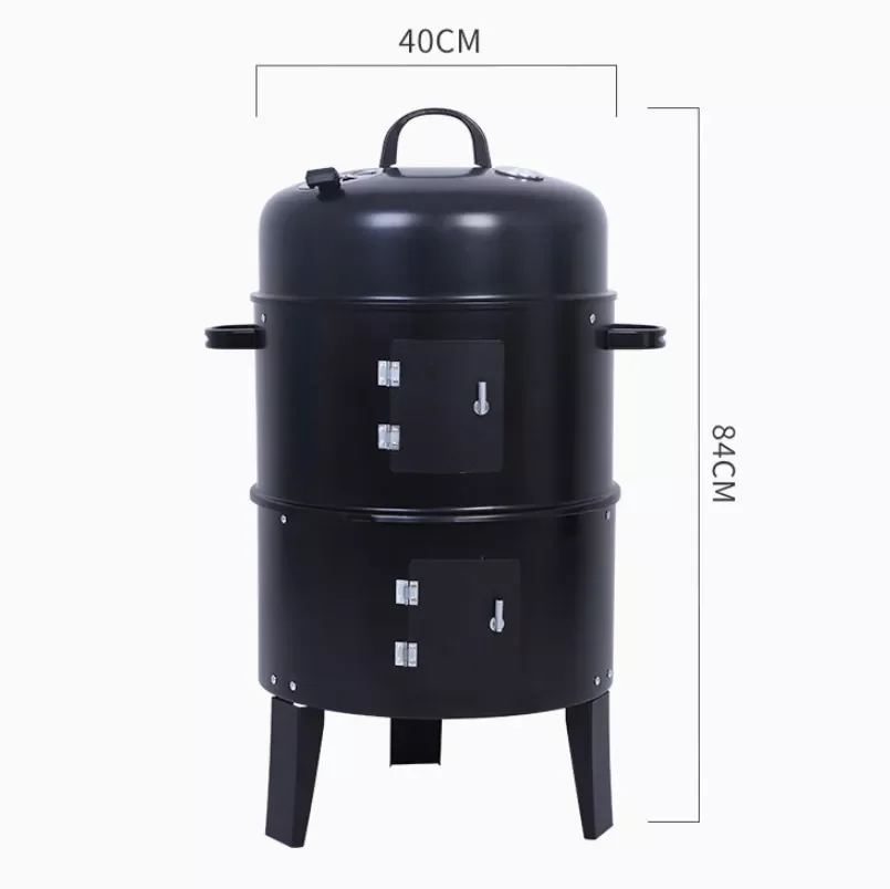 3 In 1 Smokeless Charcoal Smoker Bbq Grill 3 Layers Tower Vertical Barrel Charcoal Barbecue Grill Smoker