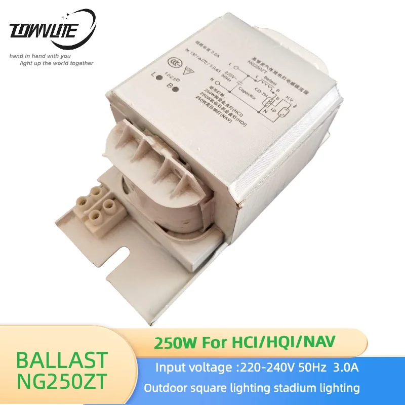Высококачественная двухпроводная натриевая лампа высокого давления HPS250w магнитный балласт HID 220-240 В 50/60 Гц 3A NG250ZT