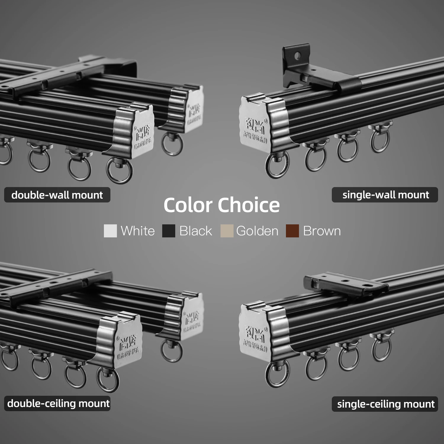 ZSTARR Heavy Duty Curtain Rod Accessories Double Rails Aluminum Ceiling Mounted Track for Household