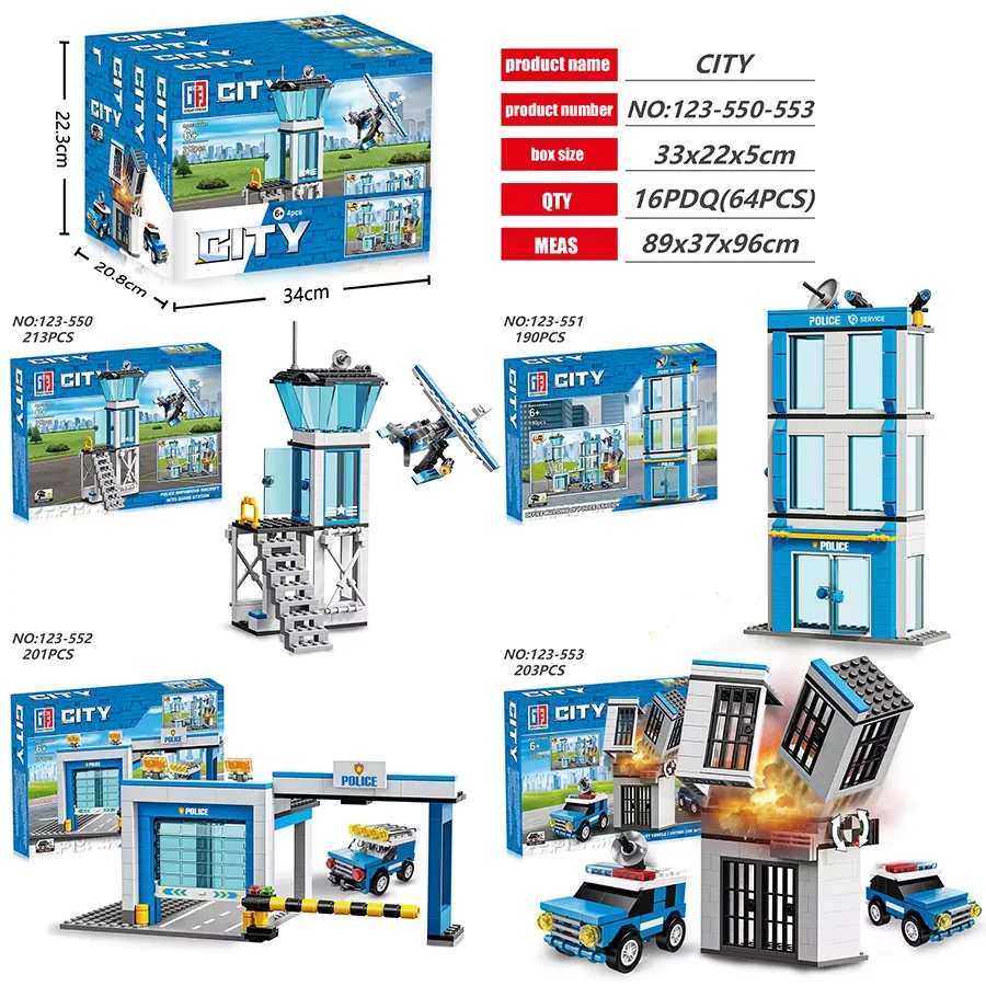 City police force police car ejection police machine series of small particle building blocks