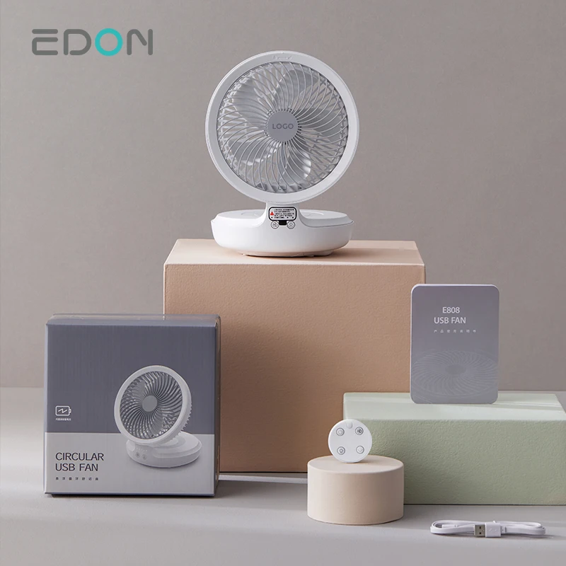 Manufacturer 5V 5 Wind Speeds Custom OEM ODM Usb Portable Battery Rechargeable Remote Control LED Wall Mounted Table Desk Fan