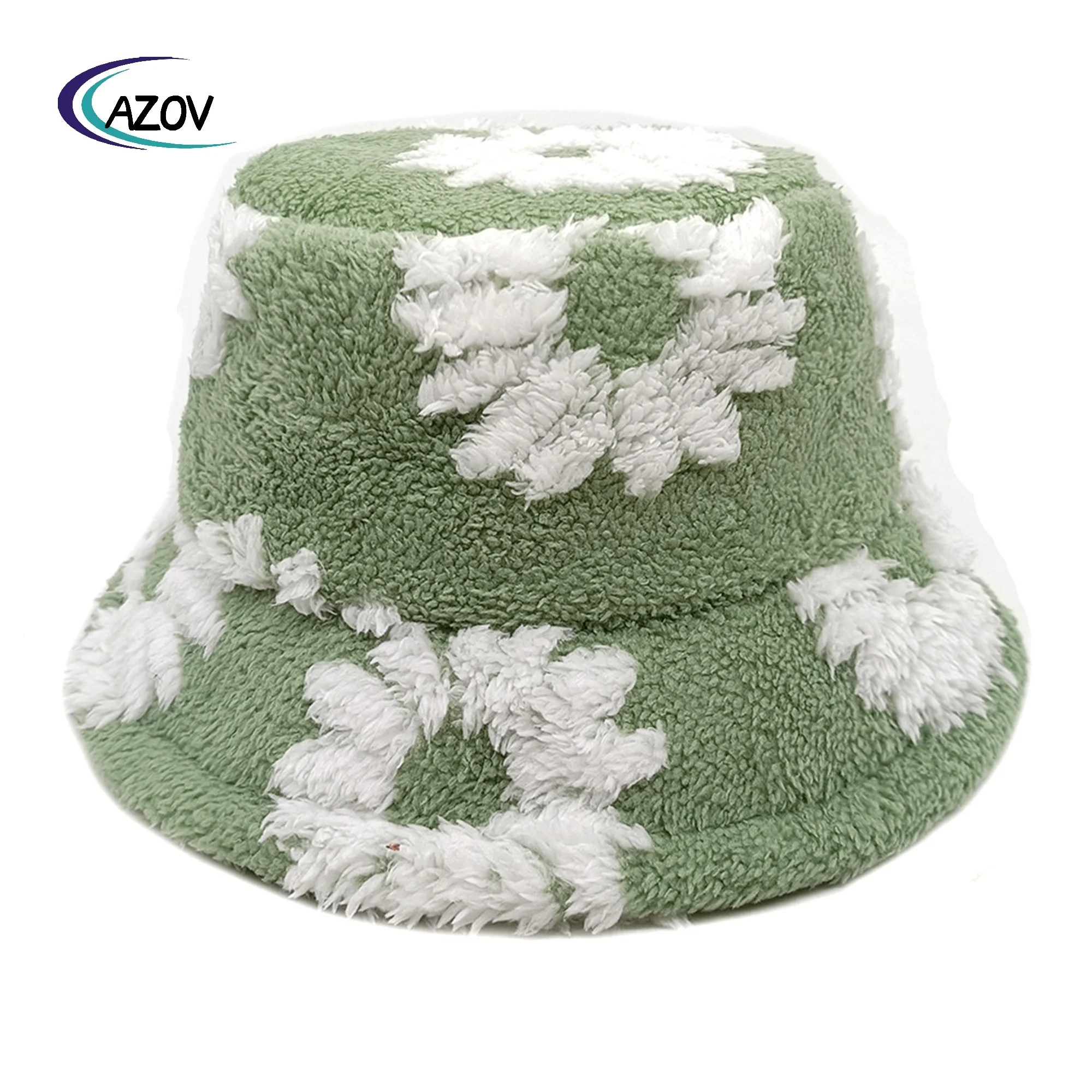 Winter New Sunflower Flower Bucket Hat 2024 Female Teddy Plush Bucket Hat Plush Outdoor Keep Warm Beanie Hat