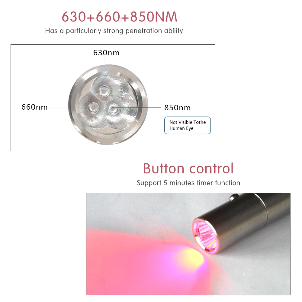 Red Light Near Infrared Facial Red Light Therapy Pen For Joints Pain Relief And Skin Care